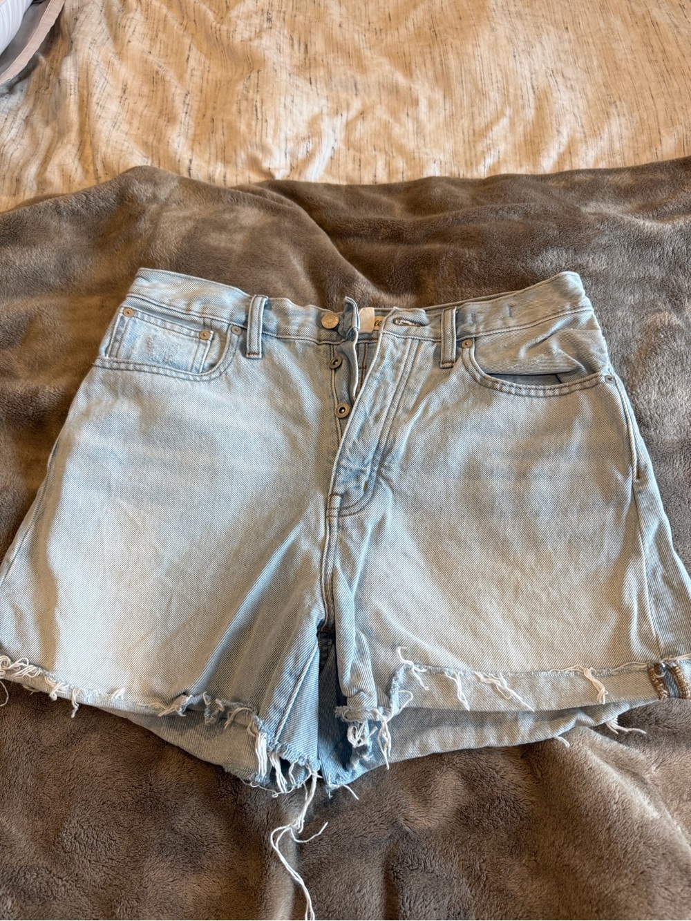 Madewell Light Blue Raw Hem High-Rise Denim Shorts